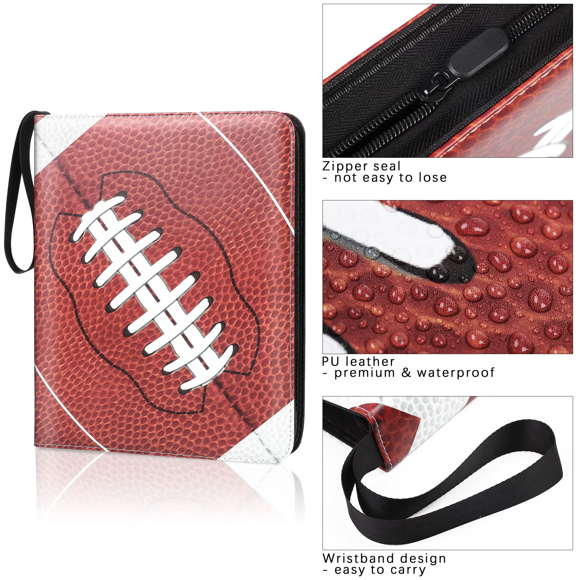 Elcoho 900 Pockets Football Card Binder for Trading Cards Holder with Sleeves Album Cards Holder Protectors with 3 D-Ring Album for Sports, Football Card Collection Storage