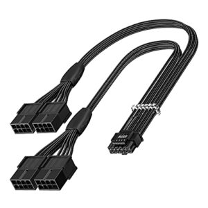 fasgear pci-e 5.0 extension cable: 16pin(12+4) male to pcie 5.0 4x8(6+2) pin female sleeved extension cable, 40cm 12vhpwr cable compatible for gpu geforce rtx 3090ti & rtx 4080 4090 (16awg/black)