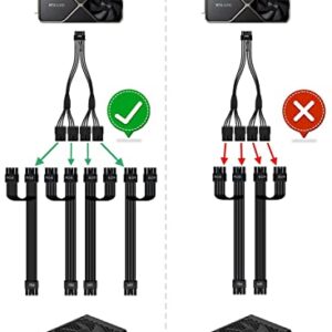 Fasgear PCI-e 5.0 Extension Cable: 16Pin(12+4) Male to PCIE 5.0 4x8(6+2) Pin Female Sleeved Extension Cable, 40cm 12VHPWR Cable Compatible for GPU GeForce RTX 3090Ti & RTX 4080 4090 (16AWG/Black)