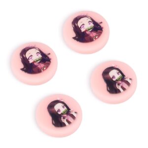 dlseego kamado nezuko 4pcs thumb grips caps for switch/switch oled/switch lite soft silicone joy con joystick cover protective japanese amine cartoon analog button caps - pink