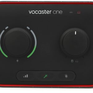 Focusrite Vocaster 1 and SM7B Microphone Solo Podcast Bundle, with Closed-Back Headphones, Deskmount Boom Arm, and 10' XLR Cable