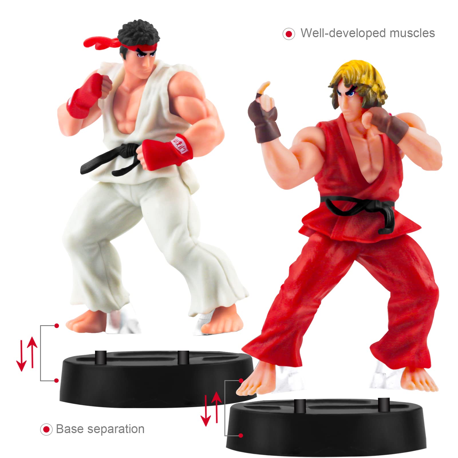 PSMILE 2PCS Solid PVC Street Fighter Hero Figure Action Figure Set 9.2cm