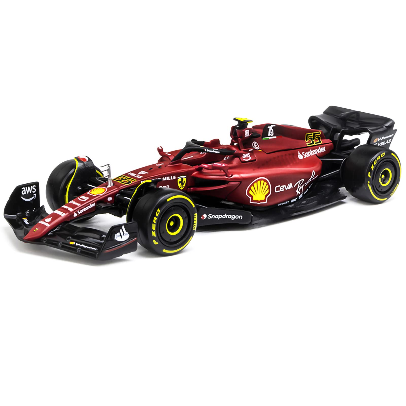 XTD Bburago 1:43 2022 F1 Ferrari F1-75 #55 Sainz Alloy Luxury Vehicle Diecast Cars Model Toy Collection Gift (2022 F1-75 #55 Acrylic Box) Red