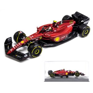 xtd bburago 1:43 2022 f1 ferrari f1-75 #55 sainz alloy luxury vehicle diecast cars model toy collection gift (2022 f1-75 #55 acrylic box) red