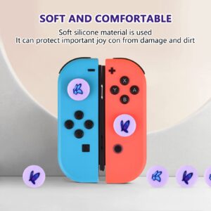 DLseego Butterfly 4PCS Thumb Grips Caps for Switch/Switch OLED/Switch Lite Soft Silicone Joy Con Joystick Cover Protective Cute Animal Cartoon Analog Button Caps - Purple