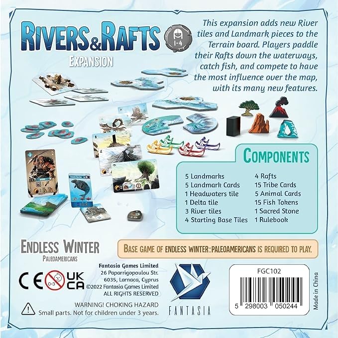 Endless Winter Paleoamericans Rivers & Rafts Board Game Expansion | Prehistoric Strategy Game for Adults and Kids | Ages 12+ | 1-4 Players | Average Playtime 60-90 Minutes | Made by Fantasia Games