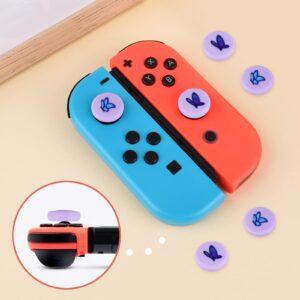 DLseego Butterfly 4PCS Thumb Grips Caps for Switch/Switch OLED/Switch Lite Soft Silicone Joy Con Joystick Cover Protective Cute Animal Cartoon Analog Button Caps - Purple