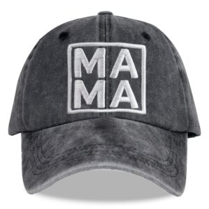 manmesh hatt new mom gifts for women, funny mama baseball cap, vintage washed embroidered mother's day mom life hat, birthday gift for mom, wife, grandma, aunt, sister black