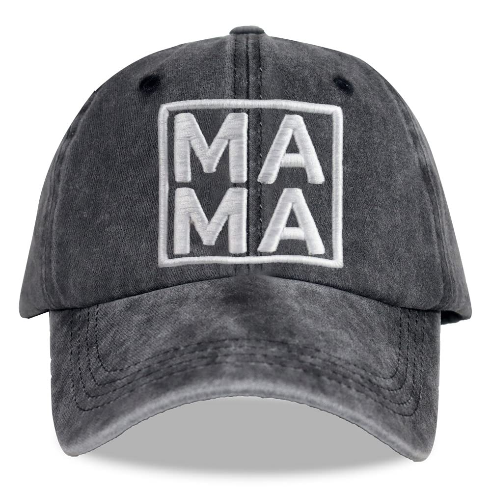 MANMESH HATT New Mom Gifts for Women, Funny Mama Baseball Cap, Vintage Washed Embroidered Mother's Day Mom Life Hat, Birthday Gift for Mom, Wife, Grandma, Aunt, Sister Black