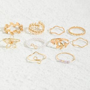 HUASAI Gold Stackable Rings for Women Non Tarnish Cute Rings for Teens Trendy Stuff Boho Moon Star Butterfly Rings Stacking Knuckle Finger Rings Set Jewelry Gifts