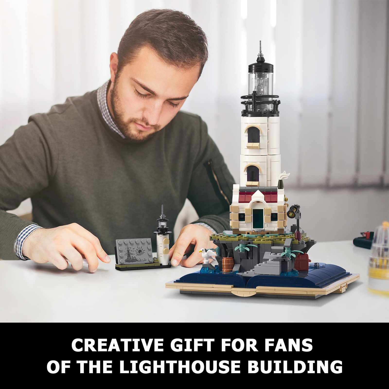 YOIFOY Ideas Lighthouse Building Sets with Glowing Rotating Lighting for Kids and Adults to Build and Collect, STEM Gifts for Boys and Girls Ages 8+(1016 Pieces),New in 2023