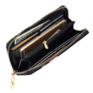 Hand Painted Flower Women'S Leather Long Clutch Wallet =>> 7.48x4.13 Inch Comfortable, Lightweight, Waterproof, Durable.