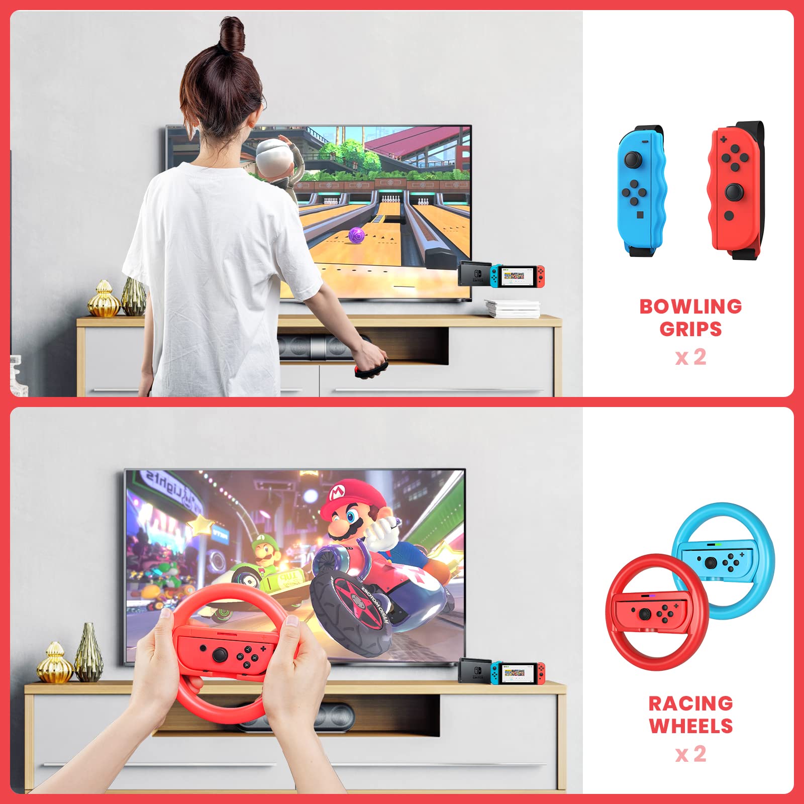 Switch Sports Accessories - CODOGOY 18 in 1 Switch Sports Accessories Bundle for Nintendo Switch Sports, Family Accessories Kit Compatible with Switch/Switch OLED Sports Games