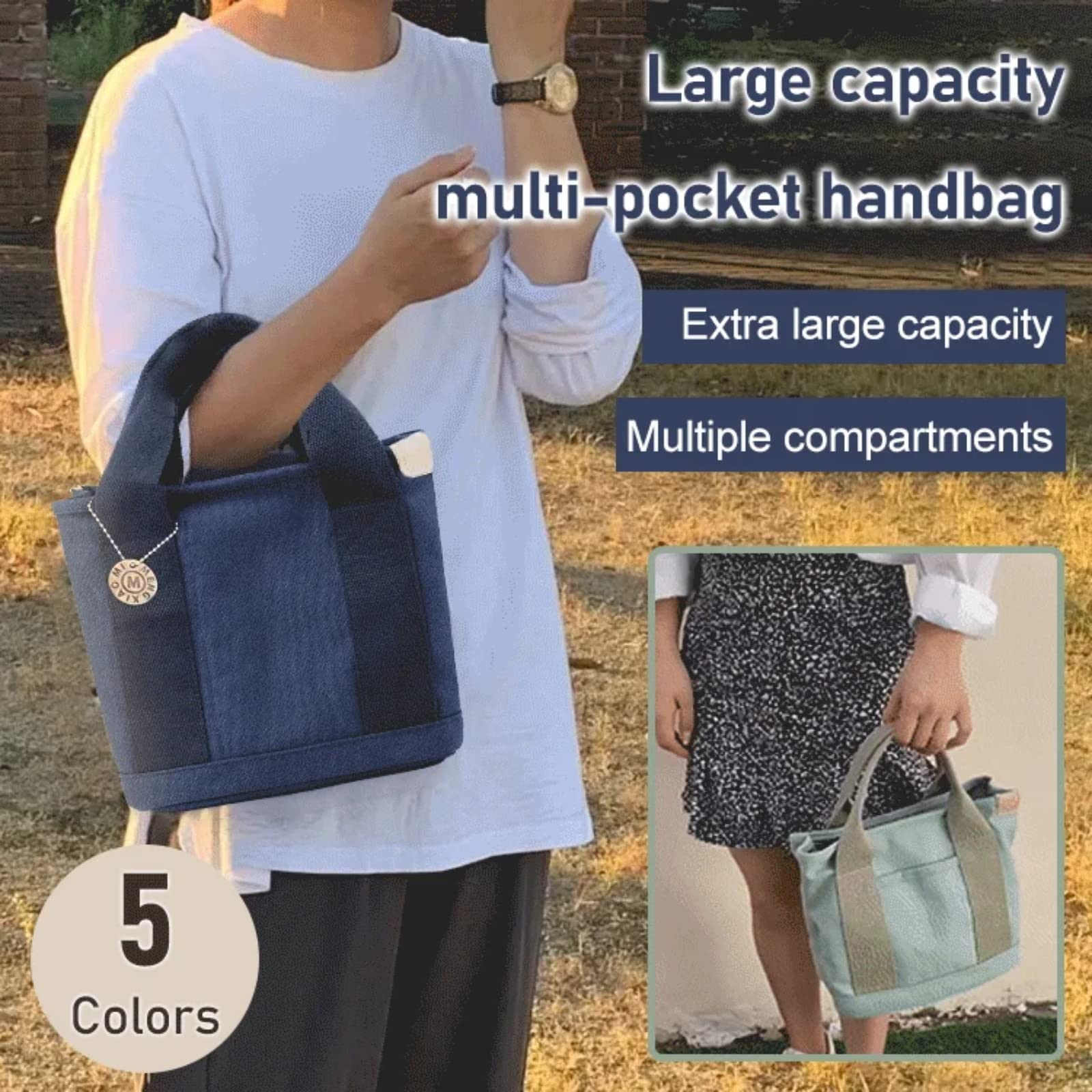 Large Capacity Multi-Pocket Handbag Canvas Crossbody Bags Shoulder Tote Bag for Women