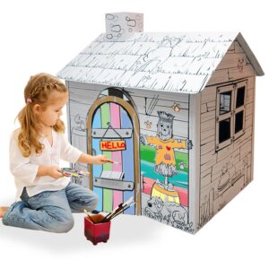 Adventure Awaits! Kids Cardboard Farm Playhouse - Color, Draw, and Customize - Great for Playtime and Arts-and-Crafts Time