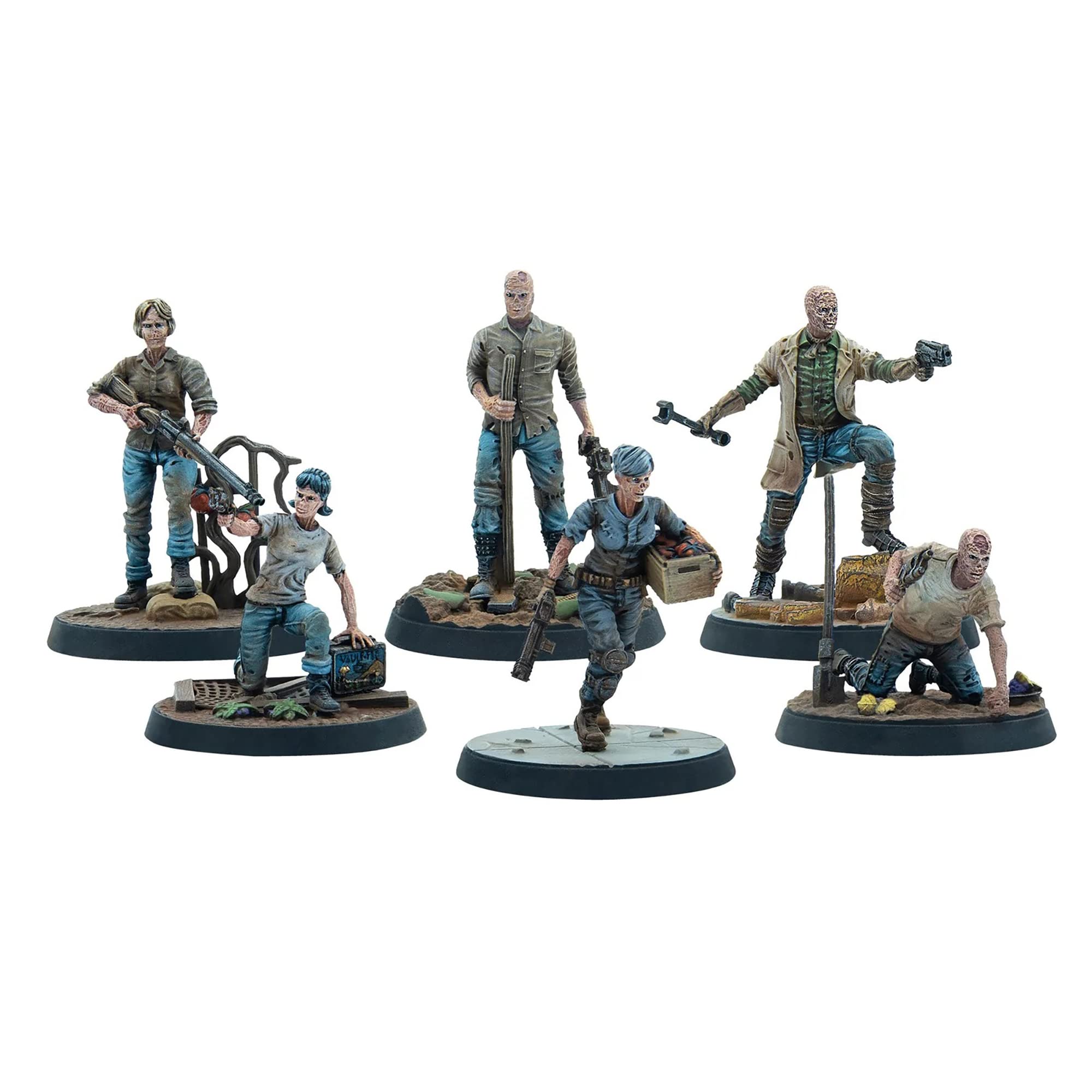 Modiphius Entertainment Fallout Wasteland Warfare: Survivors - Ghoul Settlers (The Slog) - 6 Unpainted Resin Miniatures, includes Scenic Bases, 32MM Scale Figures, Roleplaying Game Minifigures