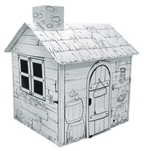 adventure awaits! kids cardboard farm playhouse - color, draw, and customize - great for playtime and arts-and-crafts time