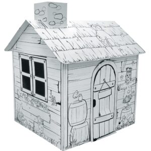 Adventure Awaits! Kids Cardboard Farm Playhouse - Color, Draw, and Customize - Great for Playtime and Arts-and-Crafts Time