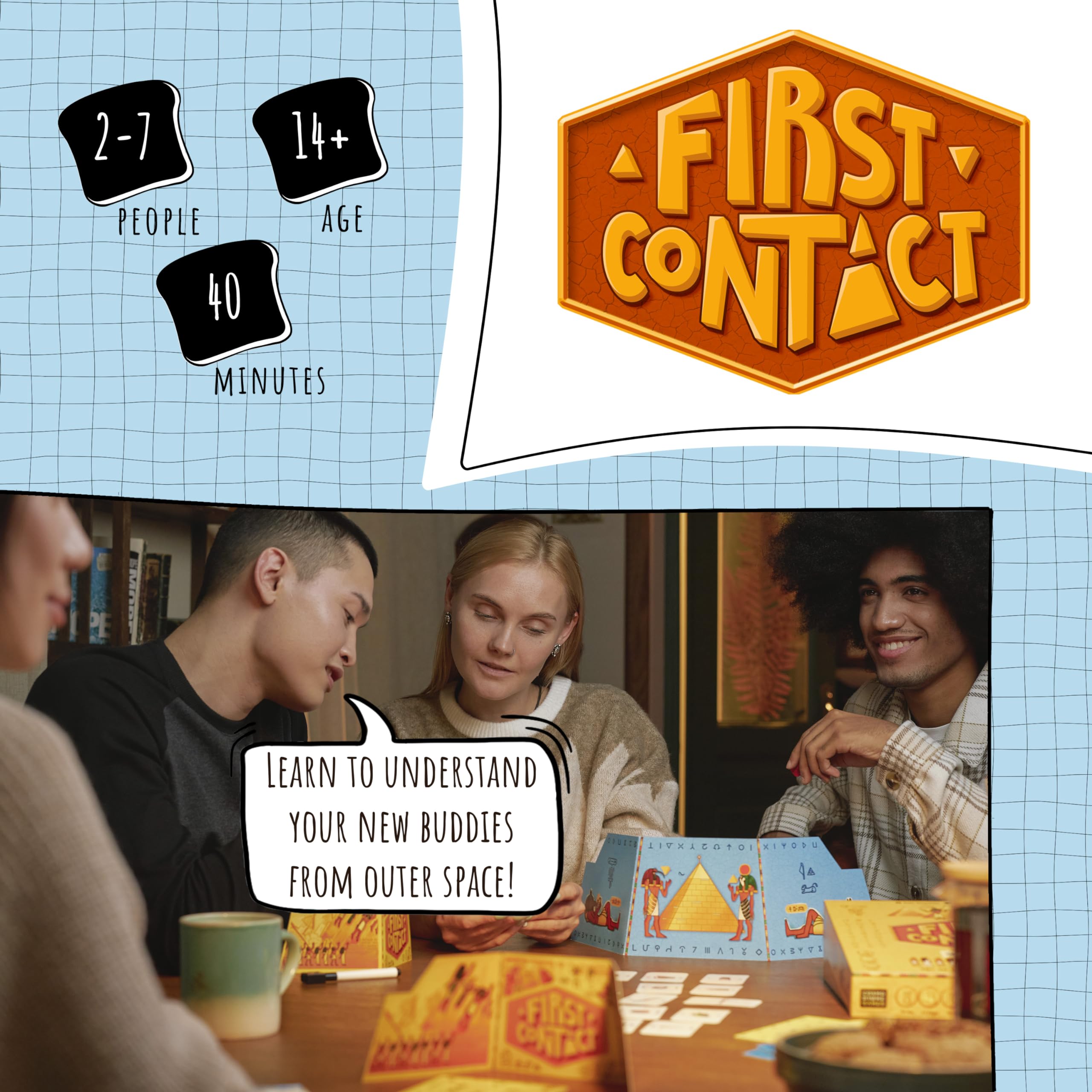 First Contact | Board Game for Adults and Family | Adventure Board Game | Party Game | Board Games for Adults | Ages 12+ | for 2 to 7 Players | Average Playtime 40 Minutes