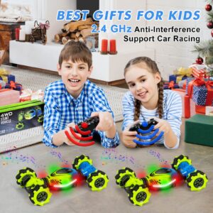 Fosgoit Gesture RC Car, Gesture Sensing RC Stunt Car Toy for Boys Girls, Best Birthday Gift Toys for Kids Age 8-13 6 7 8 9 10 11 12 yr, Double Sided Rotating RC Drift Car, Off Road with Lights Music