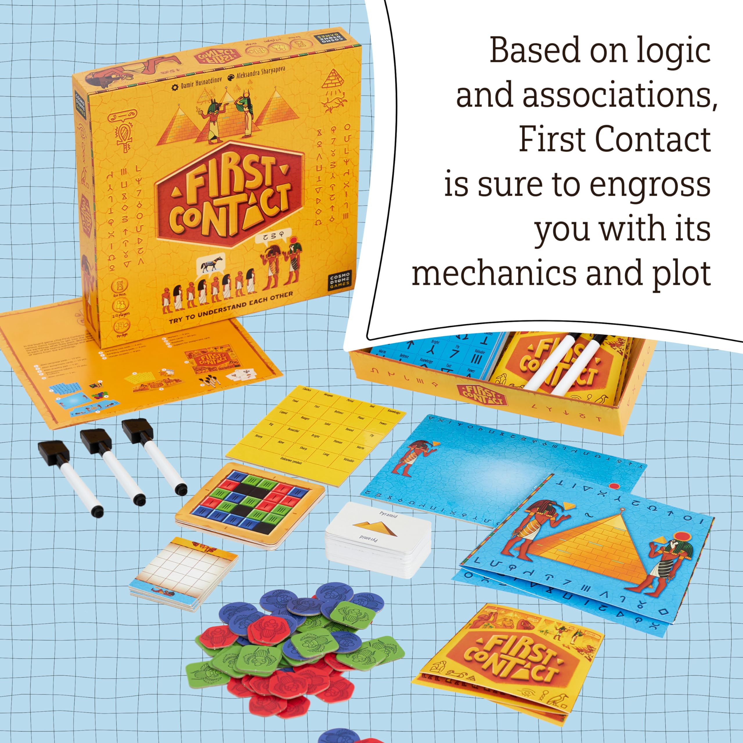 First Contact | Board Game for Adults and Family | Adventure Board Game | Party Game | Board Games for Adults | Ages 12+ | for 2 to 7 Players | Average Playtime 40 Minutes