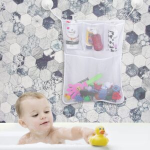 4 Mesh Bath Toy Holder, Storage Bag with 2 Ultra Strong Sucker, Make Baby Bath Toy Easy Storage-Kids&Babby