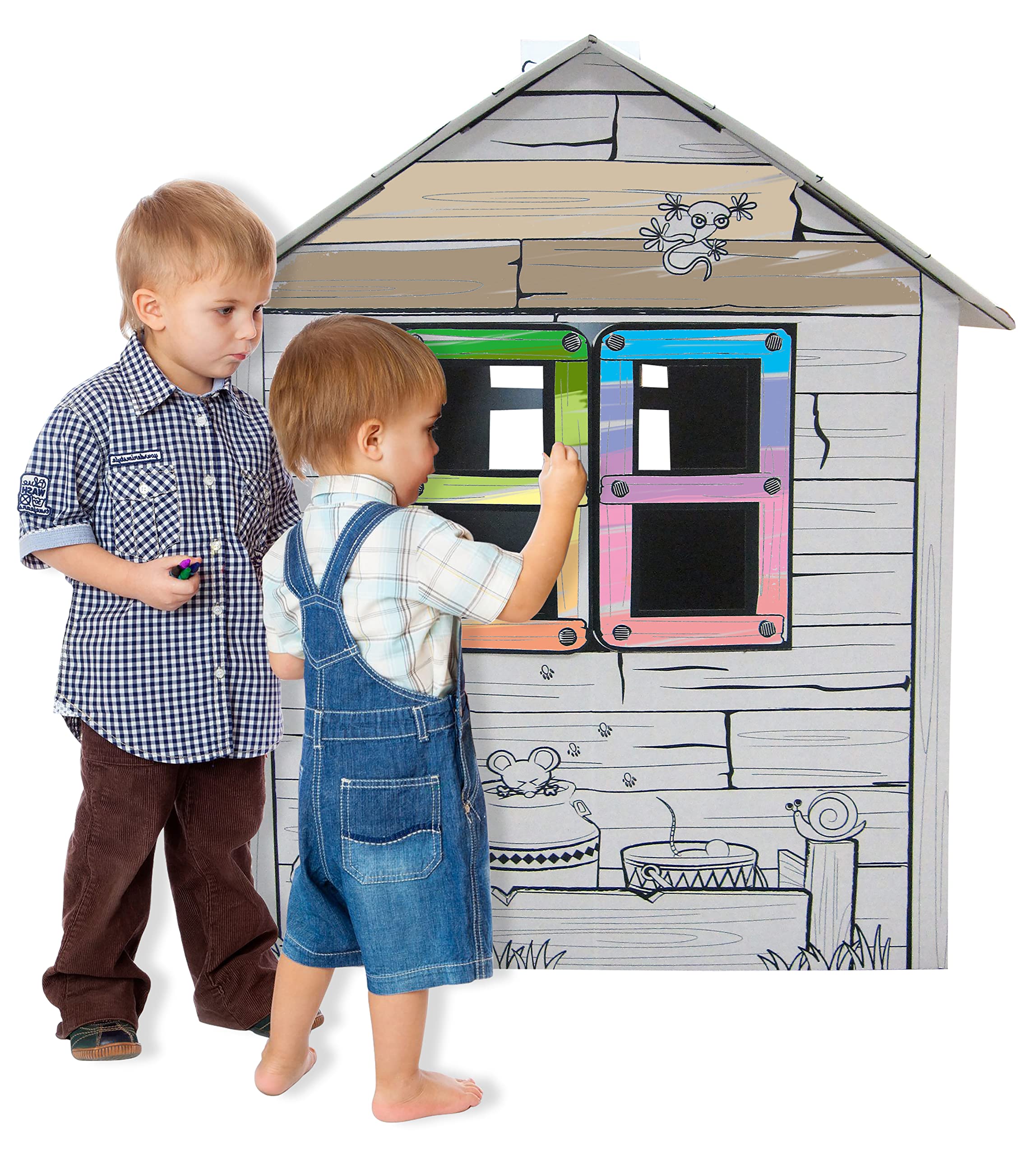 Adventure Awaits! Kids Cardboard Farm Playhouse - Color, Draw, and Customize - Great for Playtime and Arts-and-Crafts Time