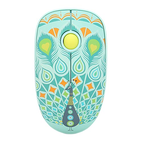 Wireless Gaming Mouse, 2.4GHz 3 Smart Power Saving Modes Mouse,Portable Peacock Pattern Ergonomic 1500DPI Wireless Mouse