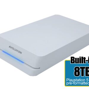 Avoluxion HDDGear Pro (White) 8TB 7200RPM USB 3.0 External Gaming Hard Drive (for PS5, Pre-formatted) (Renewed)