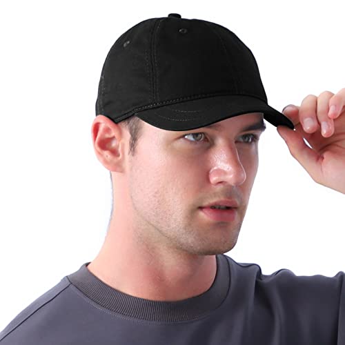 Short Brim Baseball Cap for Women and Men Outdoor Sports Cotton Snapack Caps Adjustable Dad Hats Umpire Sun Hats BP064 Black