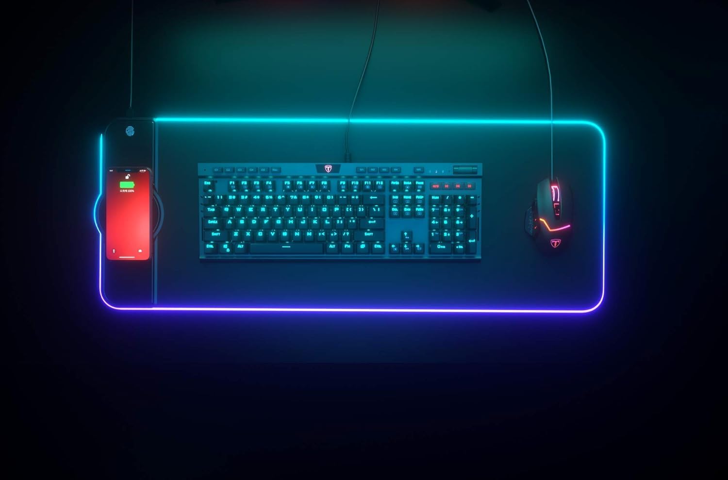 Large Gaming Mouse Pad,RGB Large Mouse Pad with 13 Lighting Modes,LED Big Keyboard Mousepads Mat,Non-Slip Base,Spill-Resistant Computer Desk Pad Mat for Gamer Esports Pros,31.5" × 11.81"