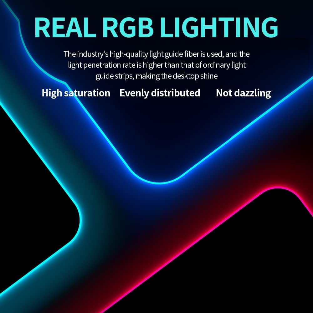 Large Gaming Mouse Pad,RGB Large Mouse Pad with 13 Lighting Modes,LED Big Keyboard Mousepads Mat,Non-Slip Base,Spill-Resistant Computer Desk Pad Mat for Gamer Esports Pros,31.5" × 11.81"