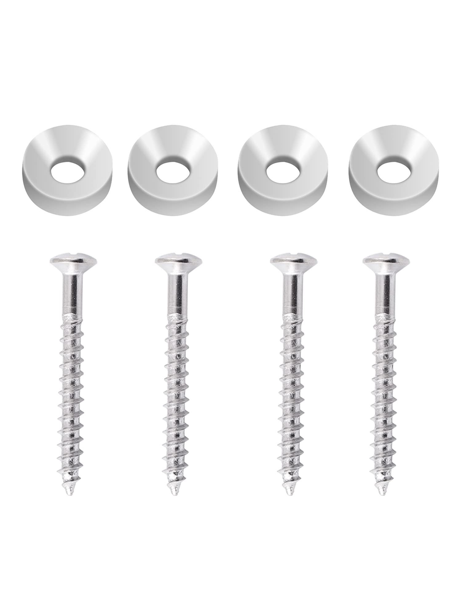 Metallor Guitar Neck Joint Bushings and Bolts Mounting Ferrules Metal with Mounting Screws for Electric Guitar or Bass Guitar 4Pcs Chrome