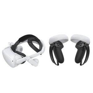 KIWI design Controller Grips and Comfort On-Ear Audio Strap Compatible with Quest 2