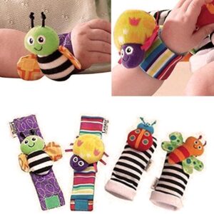 Newborn Essential Baby Girl Boy Gift Set: Baby Rattle Socks with Wrist Rattles, 0-6 to 12 Months Infant Brain Development Toys