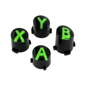 eXtremeRate ABXY Buttons for Xbox Series X & S Controller, Three-Tone Black & Clear with Green Classic Symbols Action Keys Replacement Buttons for Xbox One S/X, Elite Series 2 & 1 Wireless Controller