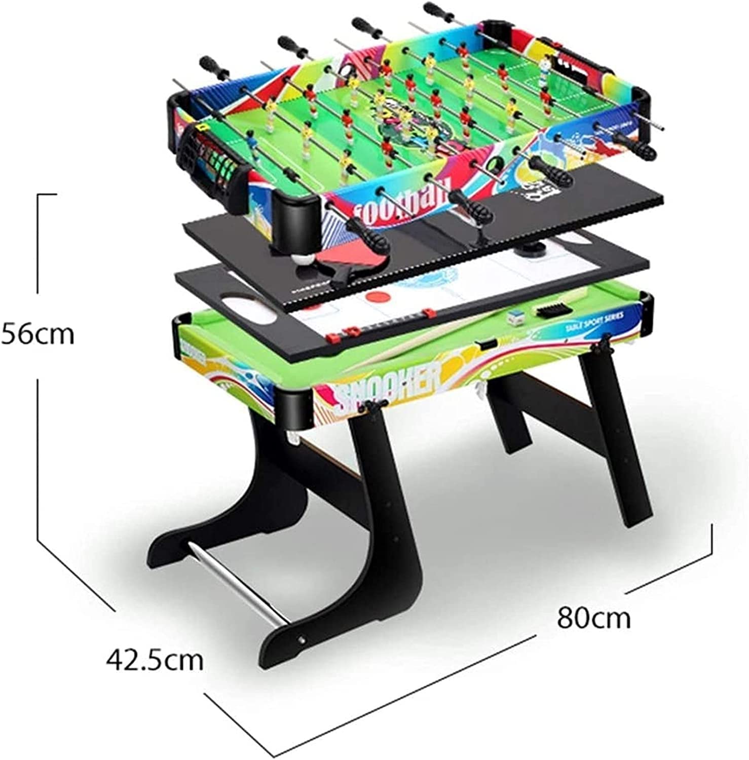 ONOTEC Multi Game Table, 4-in-1 Combo Game Table w/Soccer, Billiard, Slide Hockey, Wood Foosball Table, Perfect for Game Rooms, Arcades, Bars, Parties, Family Night