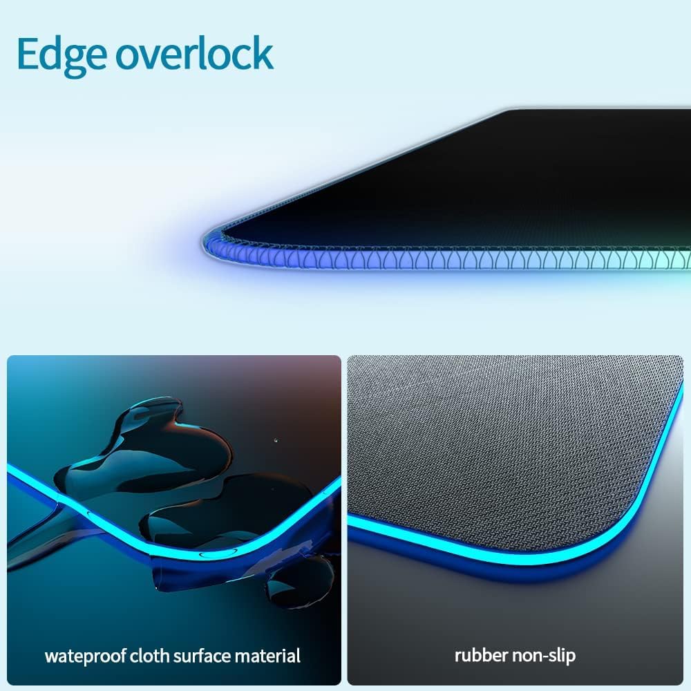 Large Gaming Mouse Pad,RGB Large Mouse Pad with 13 Lighting Modes,LED Big Keyboard Mousepads Mat,Non-Slip Base,Spill-Resistant Computer Desk Pad Mat for Gamer Esports Pros,31.5" × 11.81"