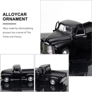 NUOBESTY Die Cast Pickup Truck Model Retro Alloy Car Model Metal Truck Model Black Car Toy for Christmas Party Table Decor Kids Toy