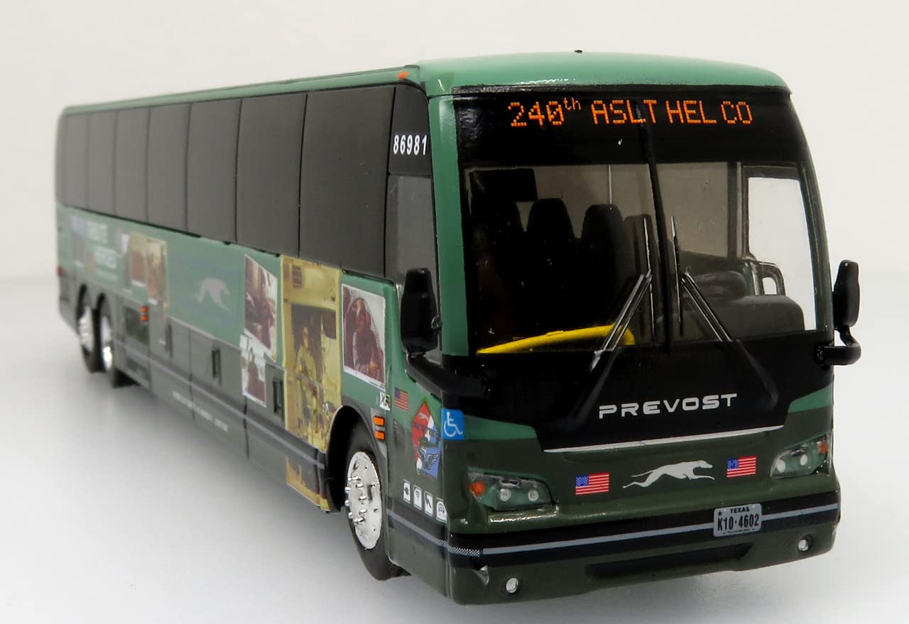 Prevost X345 Bus Greyhound Military Tribute Special Edition 1/87 Scale-HO Scale Iconic Replicas 3rd Editon