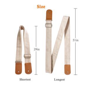 Farcaya Ukulele Strap for Soprano Concert Tenor Baritone Uke Mandolins Banjos Cotton Soft Cotton Linen Style with Picks Locks Buttons End Pins Musical Instrument Accerssories (Beige)