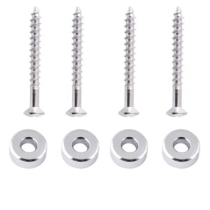 Metallor Guitar Neck Joint Bushings and Bolts Mounting Ferrules Metal with Mounting Screws for Electric Guitar or Bass Guitar 4Pcs Chrome