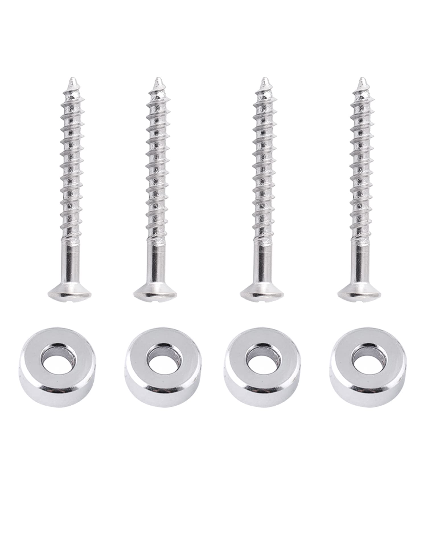 Metallor Guitar Neck Joint Bushings and Bolts Mounting Ferrules Metal with Mounting Screws for Electric Guitar or Bass Guitar 4Pcs Chrome