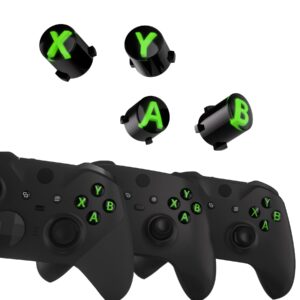 eXtremeRate ABXY Buttons for Xbox Series X & S Controller, Three-Tone Black & Clear with Green Classic Symbols Action Keys Replacement Buttons for Xbox One S/X, Elite Series 2 & 1 Wireless Controller