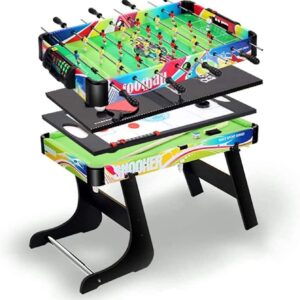 ONOTEC Multi Game Table, 4-in-1 Combo Game Table w/Soccer, Billiard, Slide Hockey, Wood Foosball Table, Perfect for Game Rooms, Arcades, Bars, Parties, Family Night