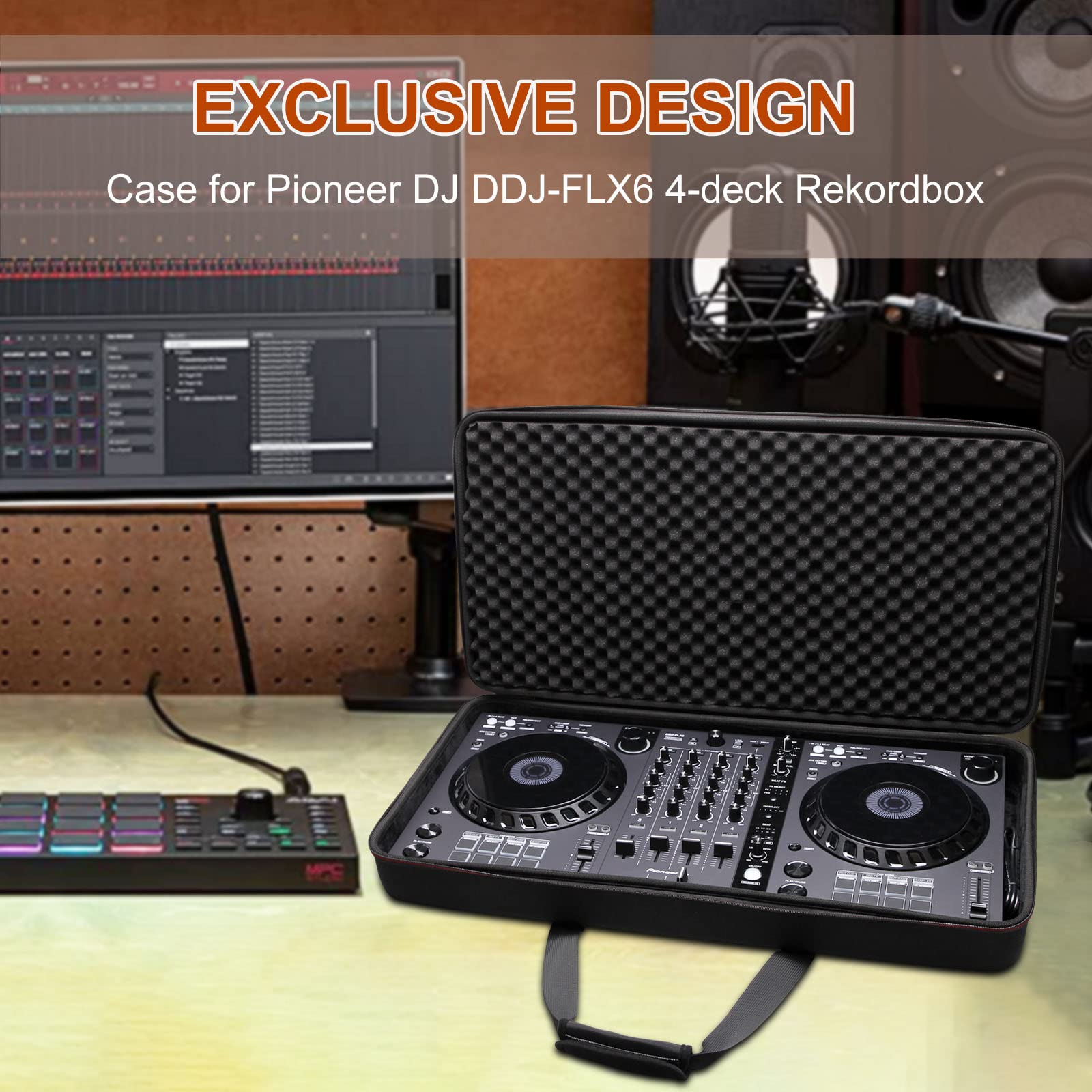 LTGEM Case for Pioneer DJ DDJ-FLX6 4-deck Rekordbox and Serato DJ Controller - Travel (28.7×14.74×4 inch)