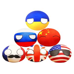 hibilder 6pcs country ball plushies toys for kids, poland ball plushies toys mini pendant accessories stuffed toy s for children gifts (4 inch)