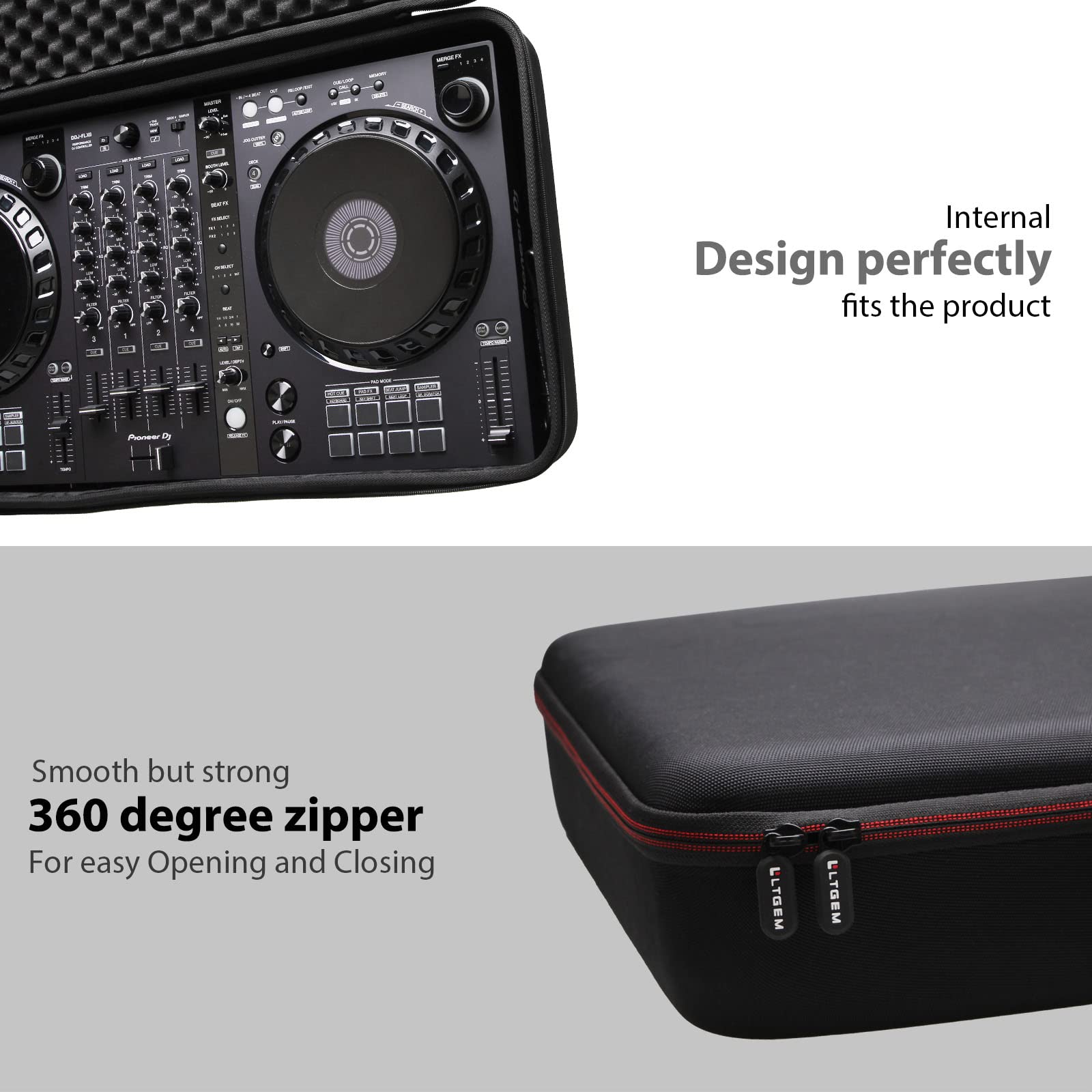 LTGEM Case for Pioneer DJ DDJ-FLX6 4-deck Rekordbox and Serato DJ Controller - Travel (28.7×14.74×4 inch)