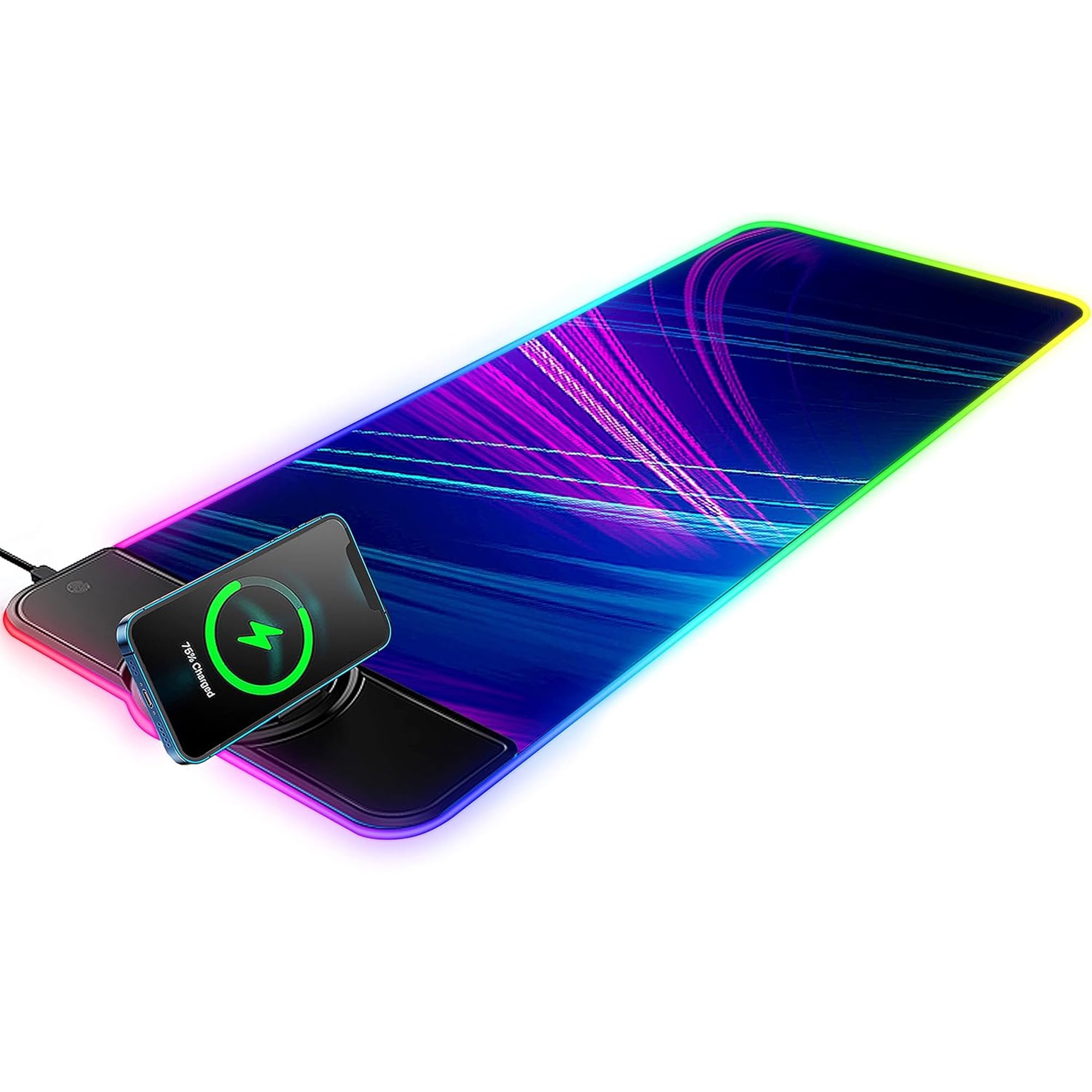 Large Gaming Mouse Pad,RGB Large Mouse Pad with 13 Lighting Modes,LED Big Keyboard Mousepads Mat,Non-Slip Base,Spill-Resistant Computer Desk Pad Mat for Gamer Esports Pros,31.5" × 11.81"