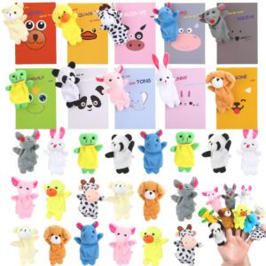 billmoss valentines day gifts for kids - 20 pack valentines cards with finger puppets plush animal toys for kids school gift exchange classroom school gift exchange prize rewards party favors